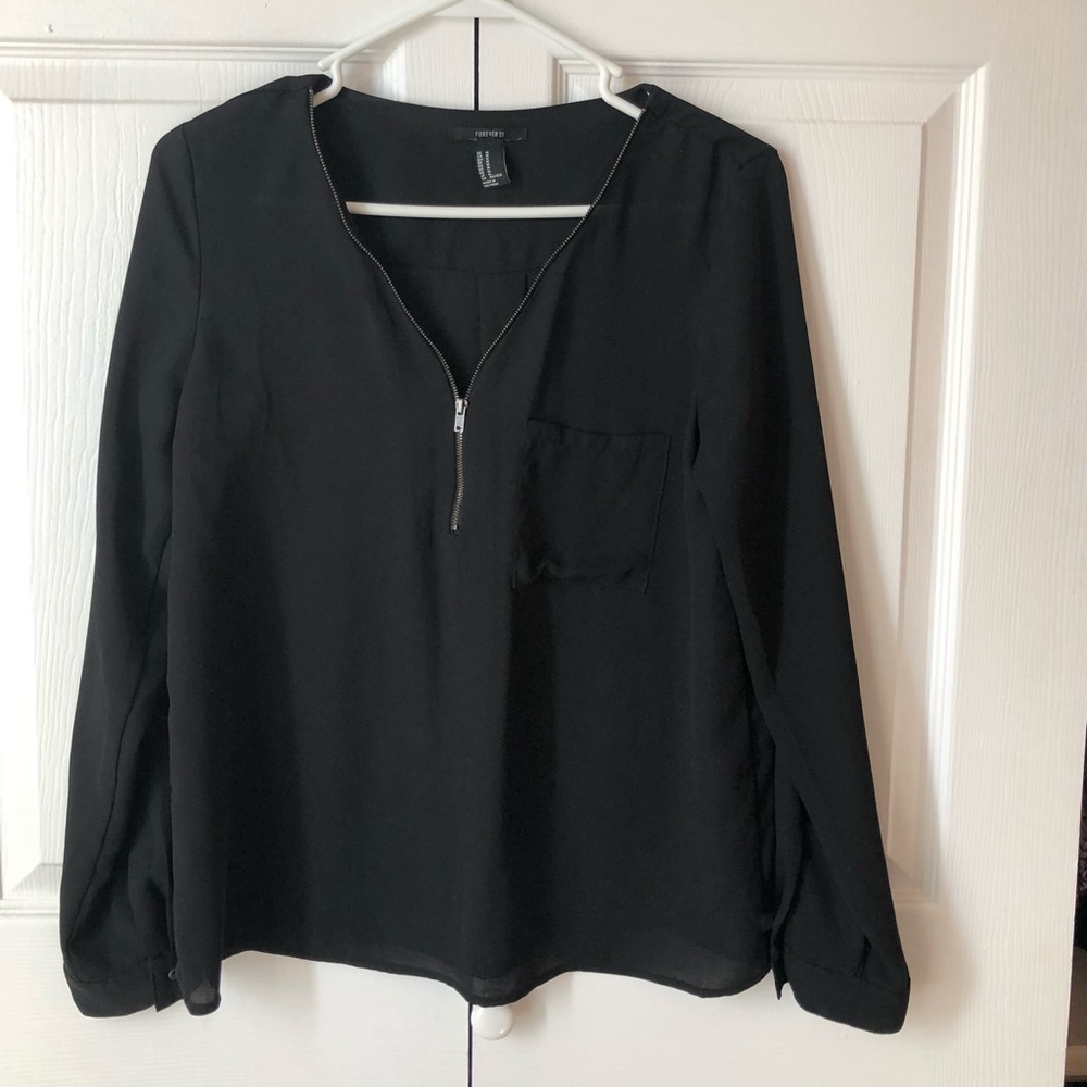 Black zip up blouse